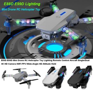SQMETR Single/Dual Mini Drone Lighting Version E88D E99D HD Altitude Hold Foldable Quadcopter High Quality 4K HD Camera Kids Adults Gift Toy