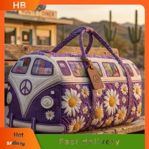 HB Large Duffel Bag for Women 3D Quilting Handbag Embroidered Sun Mountain Forest Pattern for Gym and Travel