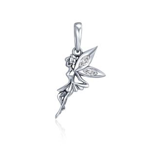 BAMOER Free Shpping Authentic 925 Sterling Silver Flower Fairy Dangle Pendant Charms fit Women Charm Bracelets & Necklaces jewelry SCC359
