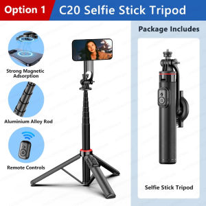 1300mm Magnetic Selfie Stick Tripod for iPhone Hidden Clamp & 1/4" Thread Compatible Android Smartphone & Action Camera