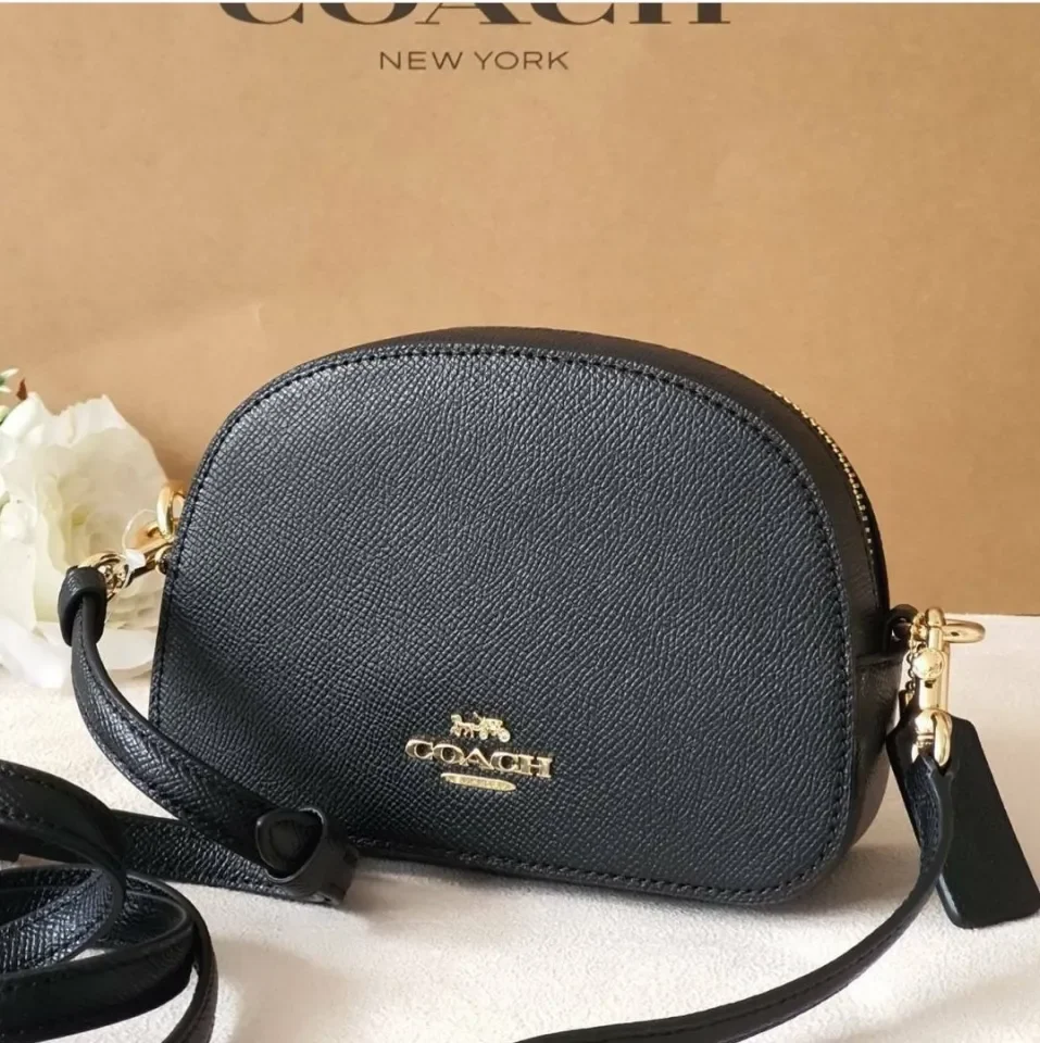 Original Coach Mini Serena Crossbody In Crossgrain Leather Black