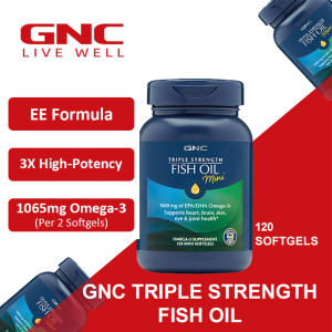 Gnc Triple Strength Fish Oil 120 Mini Softgels Omega3 Supplement Omega-3s Supports heart brain skin eye& joint health