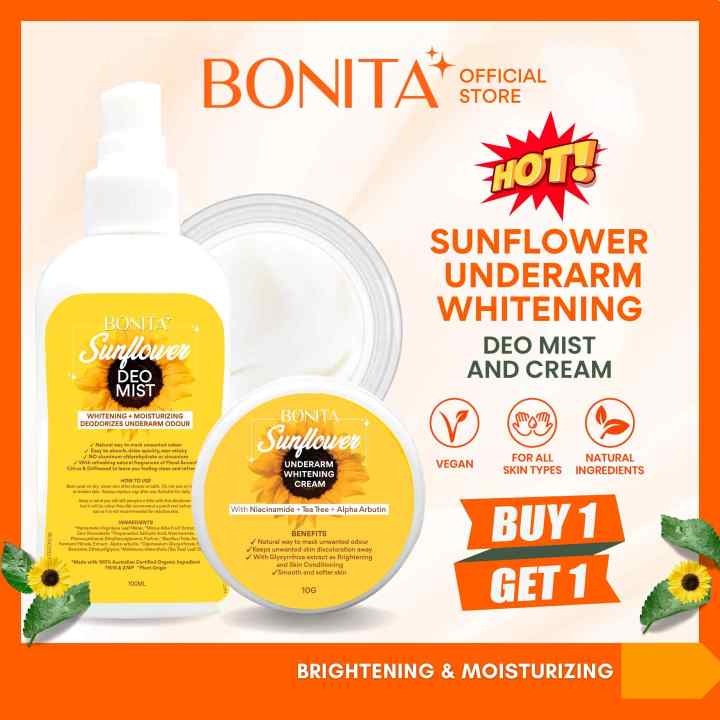 Bonita Sunflower Underarm Whitening Set (Cream + Deo Mist) Organic