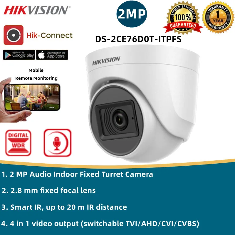 Hikvision CCTV Analog Camera 2MP/5MP Eyeball Camera With Audio CCTV Camera  Security Camera Indoor Night Vision