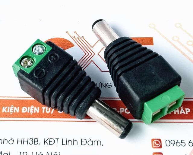 Jack nguồn DC 5.5x2.1mm - Đực nối dây(2c)