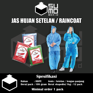 Jas Hujan Plastik Setelan Sekali Pakai  2 Cabe / Jas Ujan Plastik Murah Raincoat Stelan