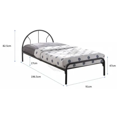 Black Metal Bed Frame Single Size (Easy Self Assembly)