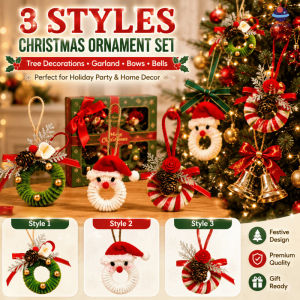 3 Styles Christmas Ornament Set Tree Decorations Garland Bows Bells Gift Box for Holiday Party Home