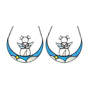 Double Pet Memory Decorations Handcrafted Moon Design Theme Sun Hangers with Memory Dog Outline Home Display