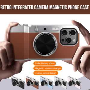 Retro Integrated Camera Magnetic Phone Case Magnetic Wireless Charger Phone Case Iphone 16 15 14 13 12 Pro Max