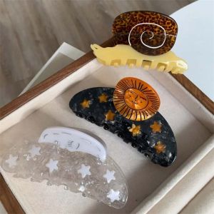 BINOCUL กรดอะซิติก กิ๊ปหนีบผมอาซีเตท ดวงอาทิตย์ดวงอาทิตย์ดวงอาทิตย์ ดวงจันทร์และดวงจันทร์ คลิปปลาฉลาม ตลกๆ ผ้าโพกศีรษะ กิ๊บติดผมรูปดาว สาวๆ