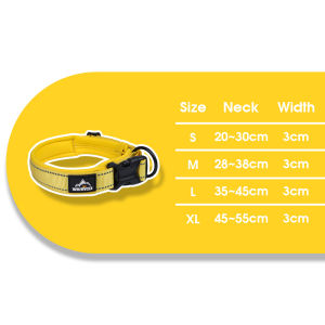 Pet Collar Soft Breathable Lining Durable Webbing Reflective Design Metal D-Ring All Dog Breeds