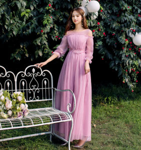 Bridesmaid Long Dress Pale Mauve Pink Party Dress Bridesmaids Sister Maxi Dress㏇X0407