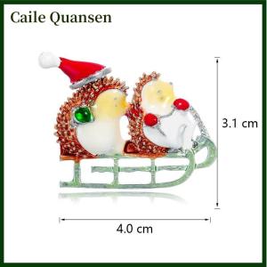 Caile New Enamel Christmas Brooches Christmas Tree Snowman Santa Hats Reindeer Snowflake Metal Pins Xmas Decorative Jewelry