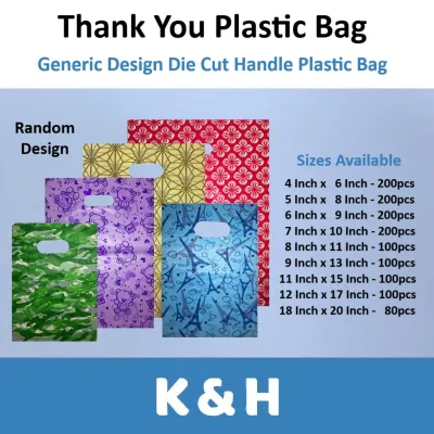 Beg Plastik [Random Design Color] / Thank You Plastic Bag / Plastic Gift Bag / Shopping Plastic Bag / Plastic bag with Handle / TQ Bag / Beg Plastik