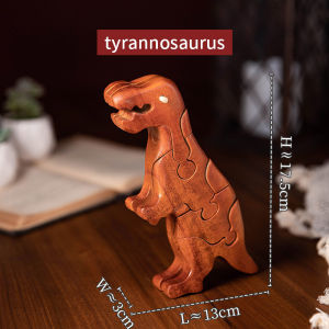 บล็อกก่อสร้างไม้เนื้อแข็งสไตล์ประเทศจีนโบราณ ของเล่นเด็กงานฝีมือ แกะสลักไม้เป็นช้าง ไก่ ไดโนเสาร์ ขัดมันเรียบเนียนกระจ่าง ของเล่นเด็กไม้แยกออกได้