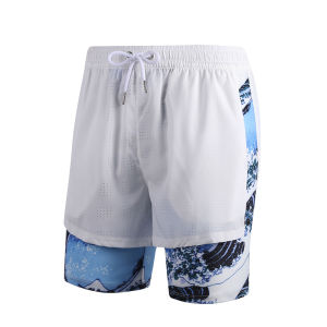 FRLO【NEW】Fashion swimming short for men 50-160KG wearable Large size Surfing Boardshorts with Elastic flat angle lining Quick drying Summer Beach trunks High elastic fabric sport basketball board short [Q21008-1]