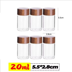 10/20/30ml Portable Mini Glass Bottles Transparent DIY Storage Container Tube Spice Jars Glass Vials with Wood Lid