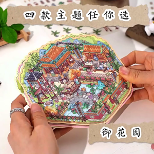 Chinese Style Landscape Sticker Cats Scrapbook Sticker 3D Scene Sticker Aesthetic Sticker Scrapbooking Supplies