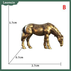 [Leomcio] รูปปั้นม้าทำจากทองเหลืองโบราณหางยาวขนาดเล็กเครื่องประดับฮวงจุ้ยจักรราศีทองแดงรูปสัตว์ขนาดเล็กงานฝีมือตกแต่งเดสก์ท็อป