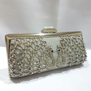 Clutch Pesta Merak Kristal Permata Tas Kondangan Cantik Diamond Farnell