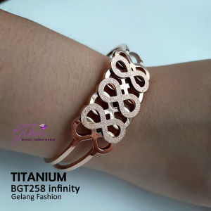 Gelang Titanium Infinity Pasir Elegan Mewah Awet Anti Karat Anti Luntur Perhiasan fashion Import Premium Cocok dipakai pesta kondangan hadiah jalan-jalan bgt258