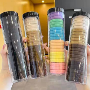 Christmas gift 【AYLMER】 20 Pieces Box Canned Towel Ring High Elastic Seamless Simple Solid Colors Hair Ring Ponytail Holder Hair Ropes Hair Accessories