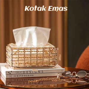 Kotak Tisu Mewah -Kotak Tissue Estetik/tempat tissue gold / Kotak Tisu Estetik Mewah / Kotak Tissue Kristal /Tempat tisu emas