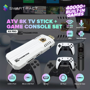 Smartifact MXQ Pro K8 PRO（Support God of War）TV Stick 4K Smart TV Game Stick + Game Console Set Support 2.4G/5G Dual WiFi Android 12.1 Buletooth 4.0 Smart TV BOX 16GB Quad Core Media Player Set TV Receivers With 2 Controllers Built-in 20000+ Games