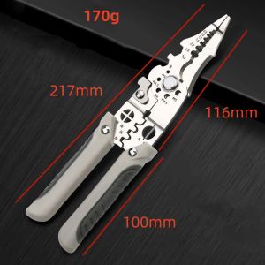 Kìm tuốt dây đa năng kềm cắt kèm bấm cos dây tách vỏ xoắn dây bằng thép không gỉ-NIEVE