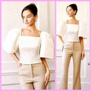 erica Casual Office Formal  Graduation Wedding Anniversary  Big Puff Sleeves Top Blouse   fits up to large classy and elegant timeless classic  timeless piece casual office or party classic piece super kapal ng tela hindi kayo magsisi our aim is to produ