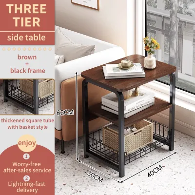3/2 Tiers Modern Side Table for Living room Coffee Table Sofa Table Nightstand Beside Bed Wooden Veneer Table