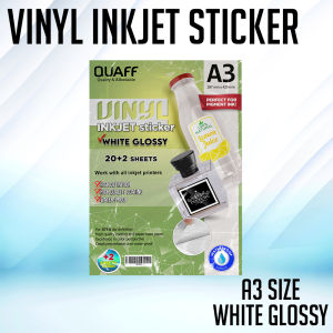 Print Digital Quaff Vinyl Inkjet Sticker A3 size Waterproof Semi-Clear | White Matte | White Glossy