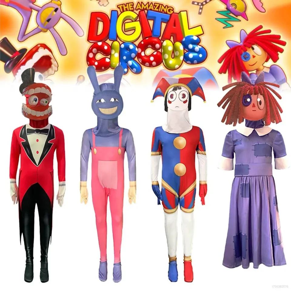 YF Kids THE AMAZING DIGITAL CIRCUS Pomni Jax Ragatha Kinger Cosplay Costume  Jumpsuit with Mask Gifts Halloween FY | Lazada.co.th