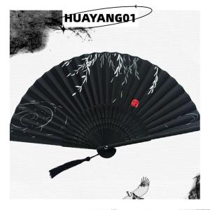 HUAYANG01 [2023 new HOT FASHION] lazlook พัดไม้สไตล์คลาสสิกพับได้ทำจากผ้าไหมจีนสำหรับตกแต่งบ้าน