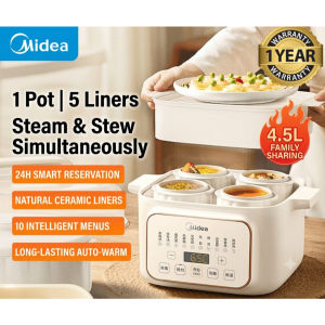 Midea Electric Stew Pot and Steamer Automatic Ceramic Cooker for Soup Porridge Health Preservation 4.5L