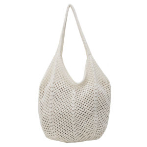 【HOSPORT】 Women Knitting Shoulder Bag Solid Color Crochet Mesh Bag Large Capacity Knitted Tote Handbag Ladies Daily Handbag