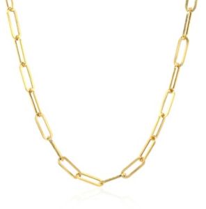 Nathalias NY สร้อยคอดีไซน์มินิมอล แบบเพเปอร์คลิป ทองคำแท้ 14K ขนาด 3.3 มม.Wide Paperclip Chain