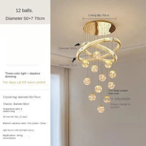 【Free Blub+Free Chandelier】Tri Colors Modern luxury crystal chandelier living room bedroom staircase ceiling dining room crystal lamp