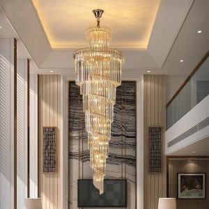 IFIOLY Tri-colors Crystal Glass Lighting Stair Chandelier Modern Design LED Indoor Light Kitchen Lamps Stair Lights for Ceiling