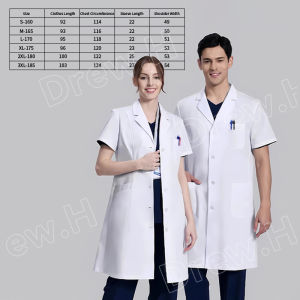Lab Coat / White coat-short sleeve/Doctor uniform/Doc coat S-XXXL button cuffs All Size