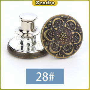 ZEO 17mm Detachable Metal Waist Buttons with Flowers Patterns Metal Pants Button for Clothes
