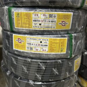 PKS สายมิเนียม สายไฟ THW-A เบอร์ 25 100 เมตร เปิดใบกำกับภาษีได้ สายไฟเดินเข้ามิเตอร์ 5A 15A สายอลูมิเนียม THWA ความยาว 100M