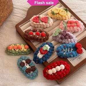 SHENHAO2🎀 Len thủ công móc kẹp tóc ngọt ngào và dễ thương phim hoạt hình trái cây mùa thu và mùa đông BB Clip bangs clip kẹp tóc phụ kiện tóc