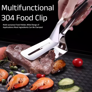 Stainless Steel Flip Household Frying Spatula Clip Two-in-One Pancake Tool Barbecue Steak Double-Layer Shovel Frying Fish Clip Artifact多功能双面煎铲夹