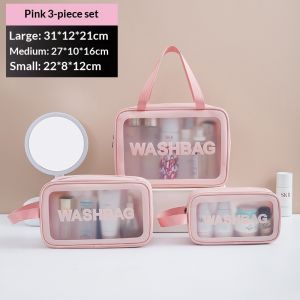 QIHUISHI Túi PU đựng mỹ phẩm không thấm nước sức chứa lớn với cửa sổ trong suốt cho du lịch và sử dụng thường nhật