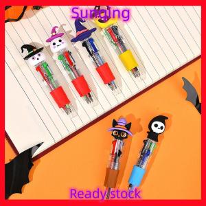 SQ Stationery [Flash Sale] ปากกาลูกลื่นสี่สีมินิฮาโลวีนปากกาโรลเลอร์บอลพับเก็บได้4สีลายการ์ตูนน่ารักเครื่องเขียนสำหรับนักเรียนโรงเรียนของขวัญ
