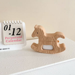 3D เคสหูฟังซิลิโคนรูปม้าโยกสำหรับ AirPods 4 3 2 1 Pro Pro2 เคสซิลิโคนนุ่มสำหรับหูฟัง AirPods