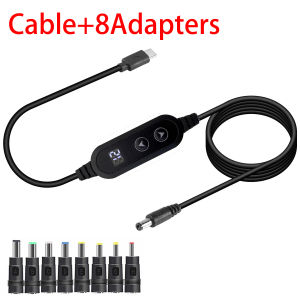 Type C To DC PD Adjustable Wire with Adapter 5V/9V/12V/15V/20V Boost Line 8 Adapters Charging Converter for Wifi Router Laptops