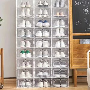 GURUNGMANI Transparent Shoe Boxes Stackable Plastic Sneaker Boxes Dustproof Shoes Organizers Household
